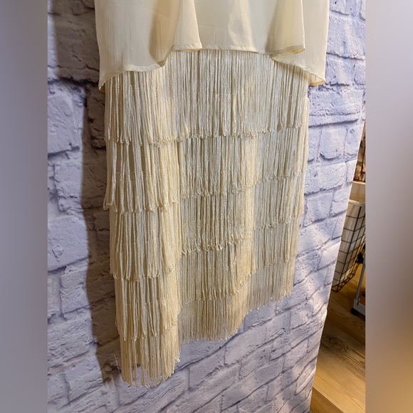 American Eagle Outfitters Cream Fringe Flapper Dress Fearless NWT Size 6 - Picture 3 of 7